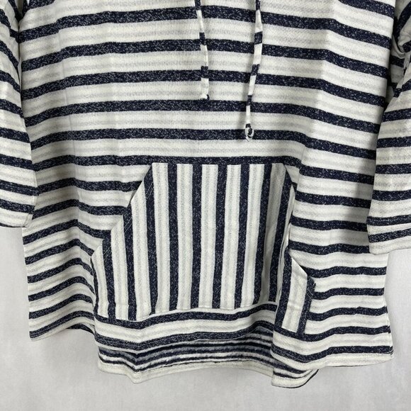LA made Women 3/4 Sleeve Striped Pullover Sweatshirt Hooded Size M - Picture 4 of 6